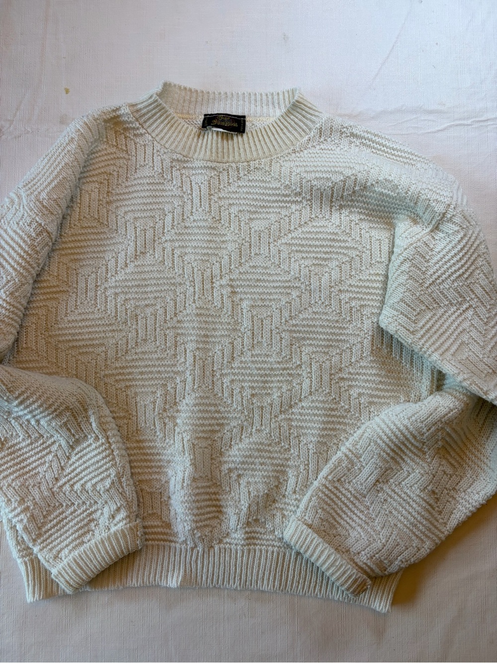 Vintage 80s Cream Textured Knit Sweater